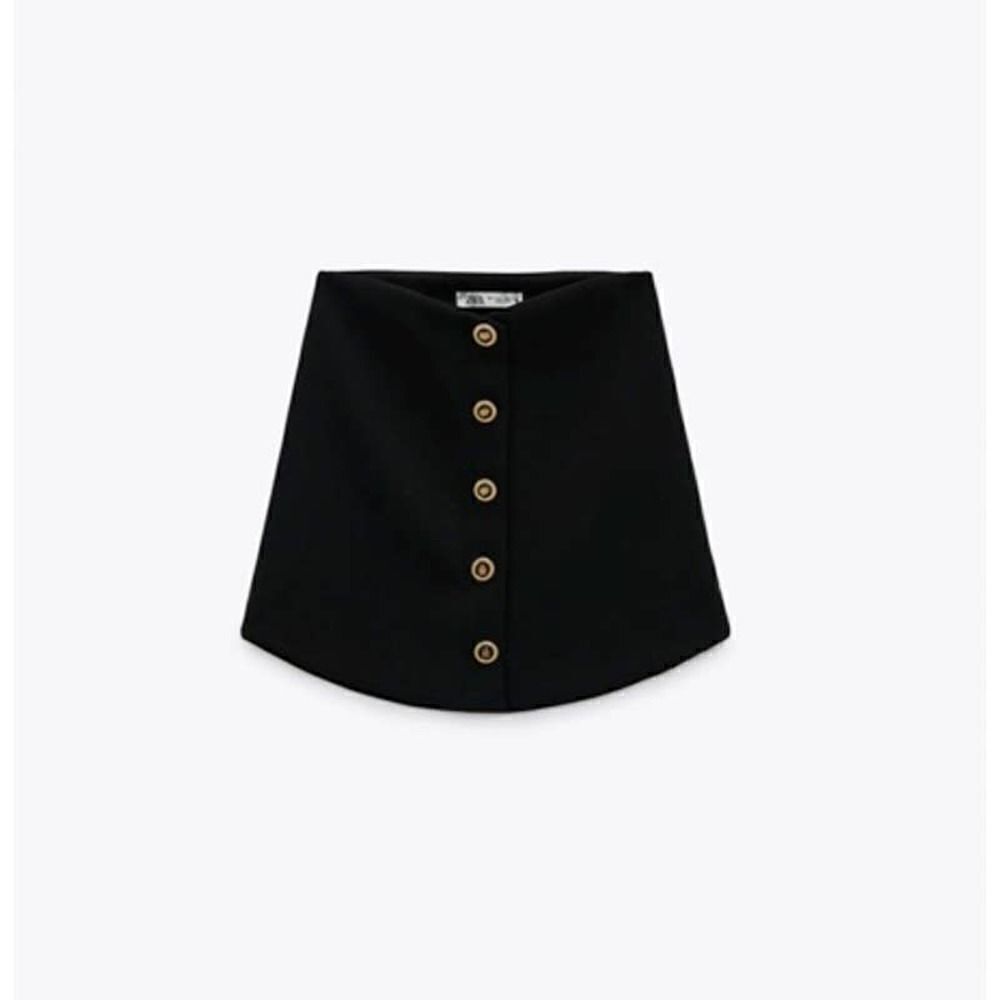 Zara Black Buttoned Mini Skirt - Picture 5 of 7